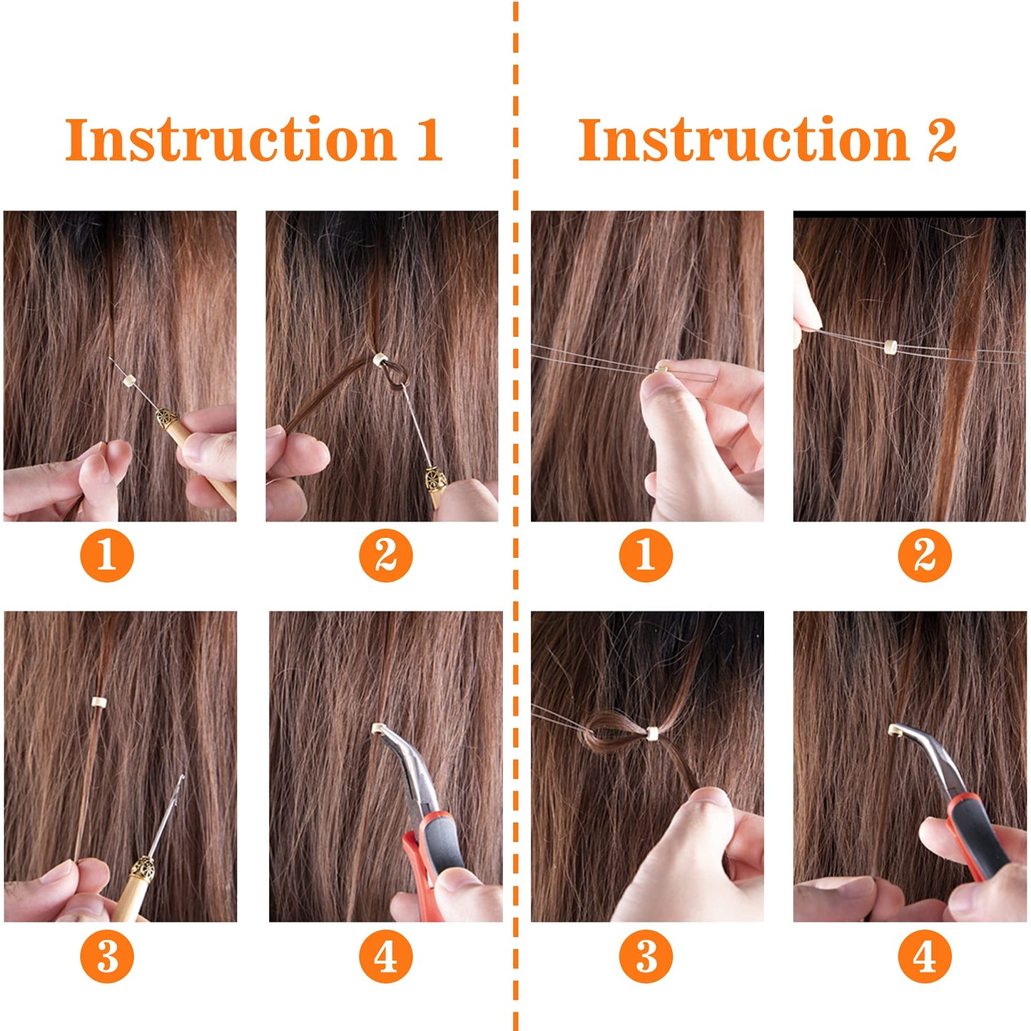Duufin 2500 Pieces Hair Extentions Micro Links Rings Beads 5.0mm Silicone Lined Beads in 5 Colors Hair Feather Extensions Tool for Women and Men