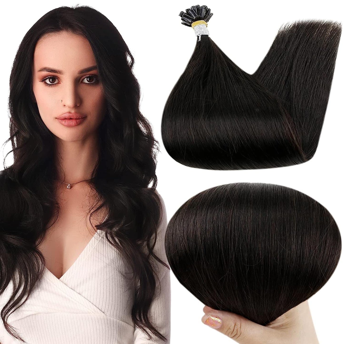 Full Shine Cold Fusion Prebonded Human Hair Extensions with Microbeads Color 18 Ash Blonde Highlighted 613 Blonde Micro Link Straight Hair 22 Inch Natural Hair Extensions for Women 50 Strands