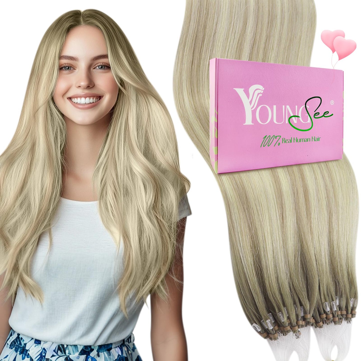 REMY premium Micro Link Hair Extensions Highlight Micro Loop Hair Extensions Real Human Hair Light Brown Highlights Blonde Micro Extensions Real Human Hair Add Hair Volume 18 Inch 50s/50g
