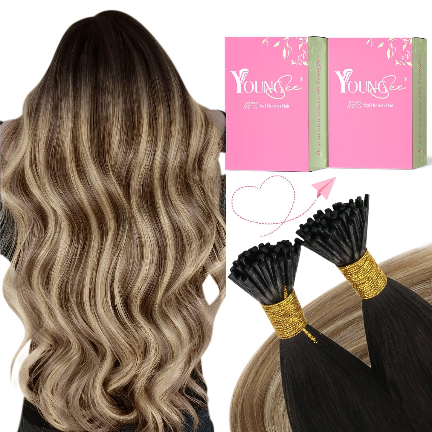 REMY premium Micro Link Hair Extensions Highlight Micro Loop Hair Extensions Real Human Hair Light Brown Highlights Blonde Micro Extensions Real Human Hair Add Hair Volume 18 Inch 50s/50g