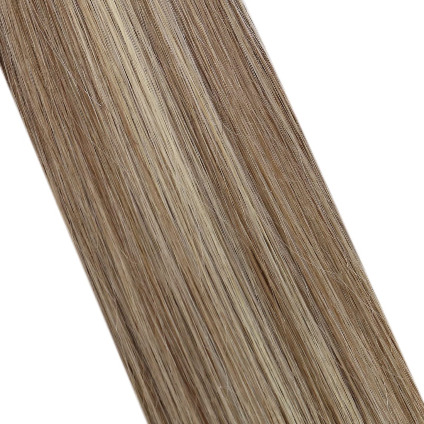 Full Shine Cold Fusion Prebonded Human Hair Extensions with Microbeads Color 18 Ash Blonde Highlighted 613 Blonde Micro Link Straight Hair 22 Inch Natural Hair Extensions for Women 50 Strands