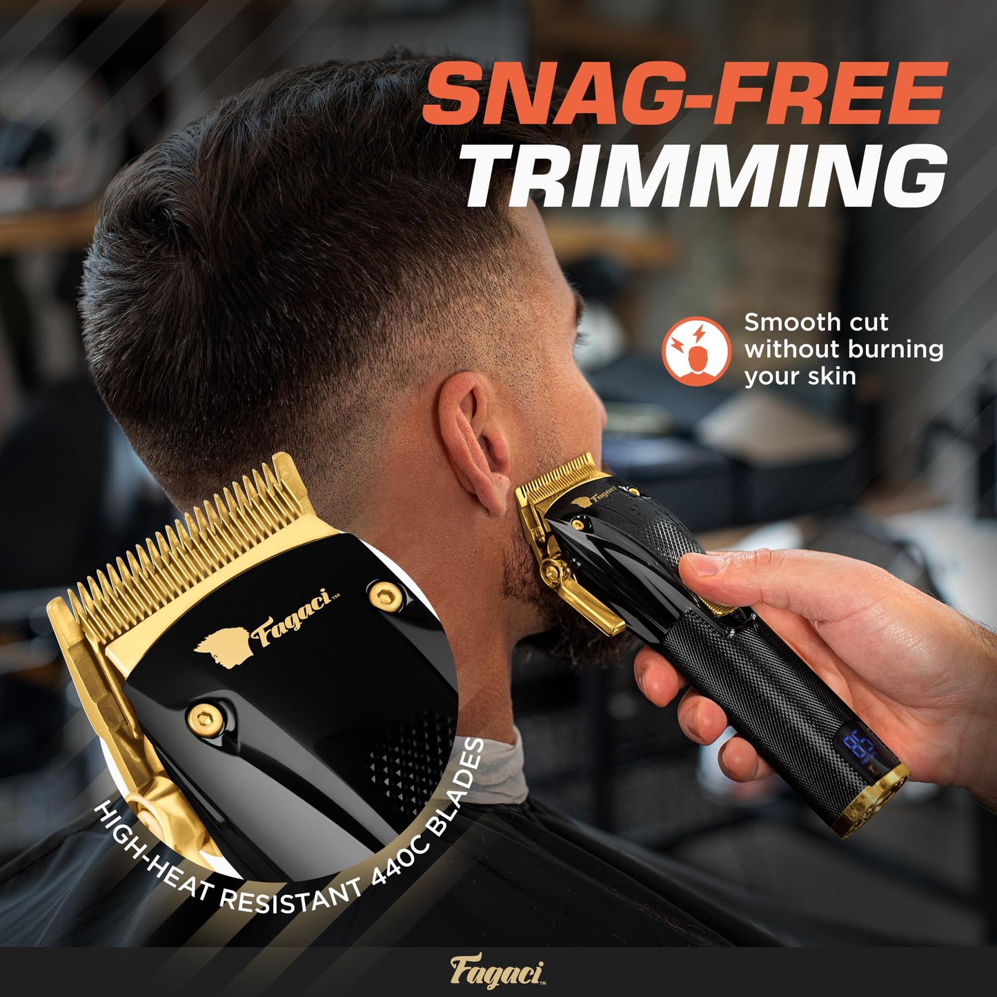 Fagaci Professional Hair Clippers for Barbers with Precise Cutting, Turbo Power Cordless Hair Clippers for Men Professional, Clippers for Hair Cutting, Maquina de Cortar Cabello, Men Hair Clippers Kit