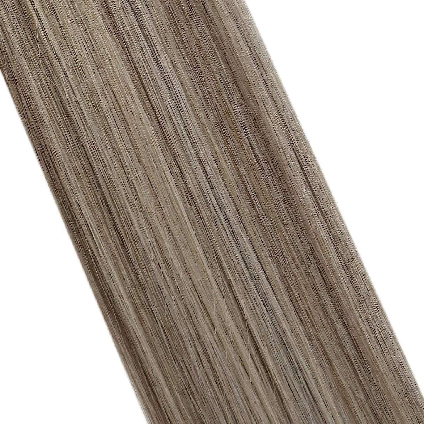 Full Shine Cold Fusion Prebonded Human Hair Extensions with Microbeads Color 18 Ash Blonde Highlighted 613 Blonde Micro Link Straight Hair 22 Inch Natural Hair Extensions for Women 50 Strands