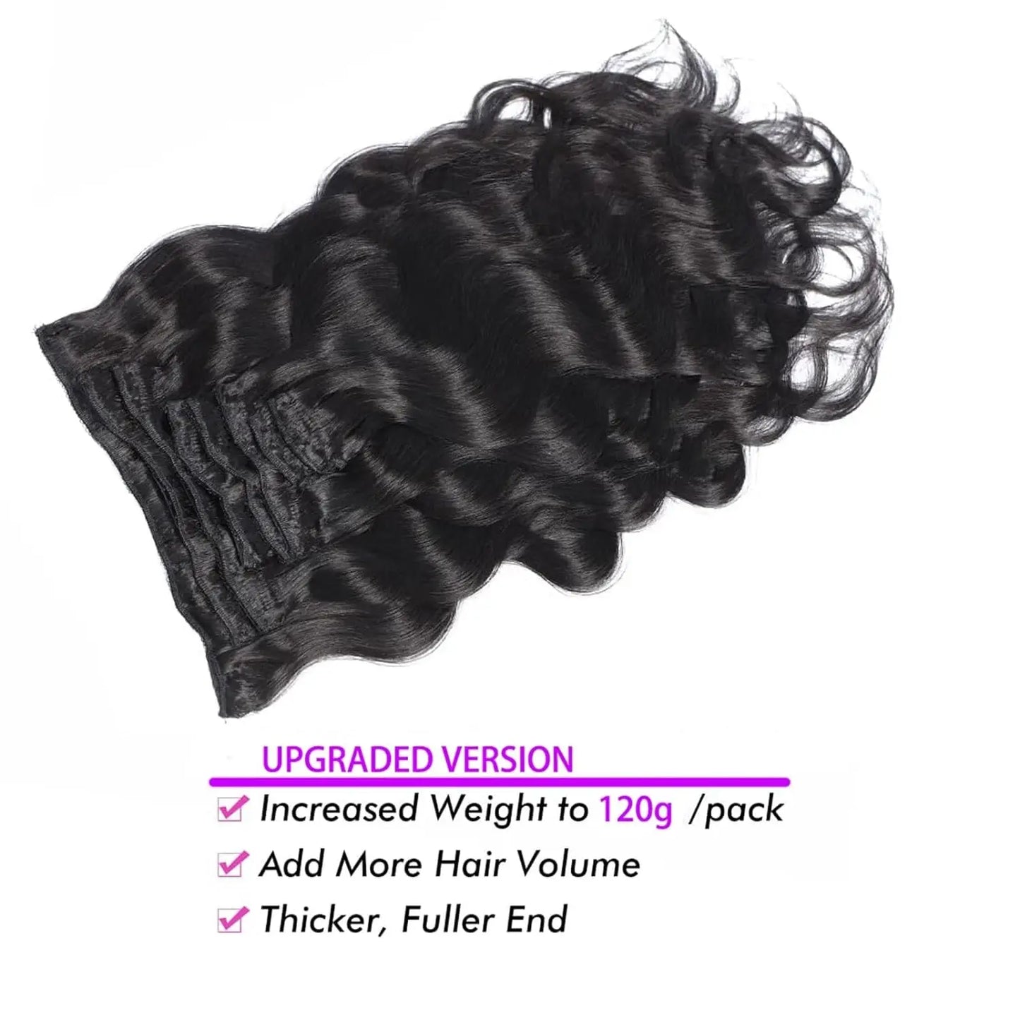 Body Wave Clip in Hair Extensions 100% Human Hair Clip In Hair Extension Full Head 8Pcs With 120G Clip Ins Hair Extensions Women