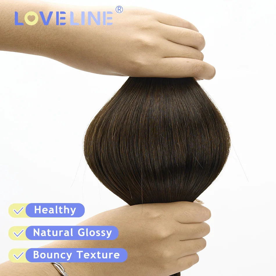 LOVELINE Tape In Hair Extensions Human Hair 100% Virgin Remy Natural Human Hair Skin Weft Invisiable Seamless Brown Color