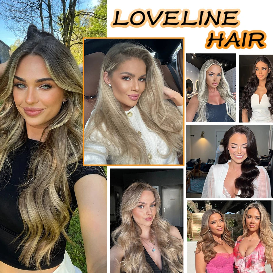 LOVELINE Dark Brown Clip In Hair Extensions Real Human Hair Extensions 20" 120g 7pcs  Soft Silky Straight Brown Hair Extensions