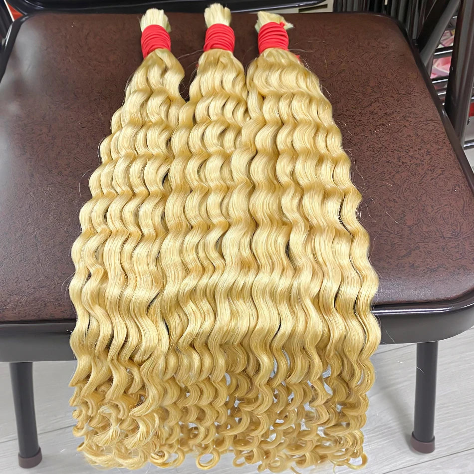 Deep Wave Double Drawn Afro Kinky Bulk Raw Vietnamese Indian Russian Brazilian Braiding Human Hair Extensions Hair Bundles Bulk