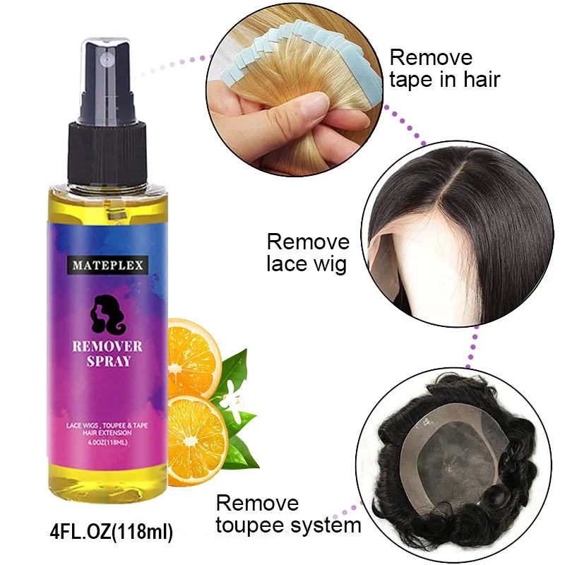 Wig Glue Remover Spray Fast Acting Tape In Hair Extensions Adhesive Remover Hair Glue Remover For Frontal Hairpiece Toupee