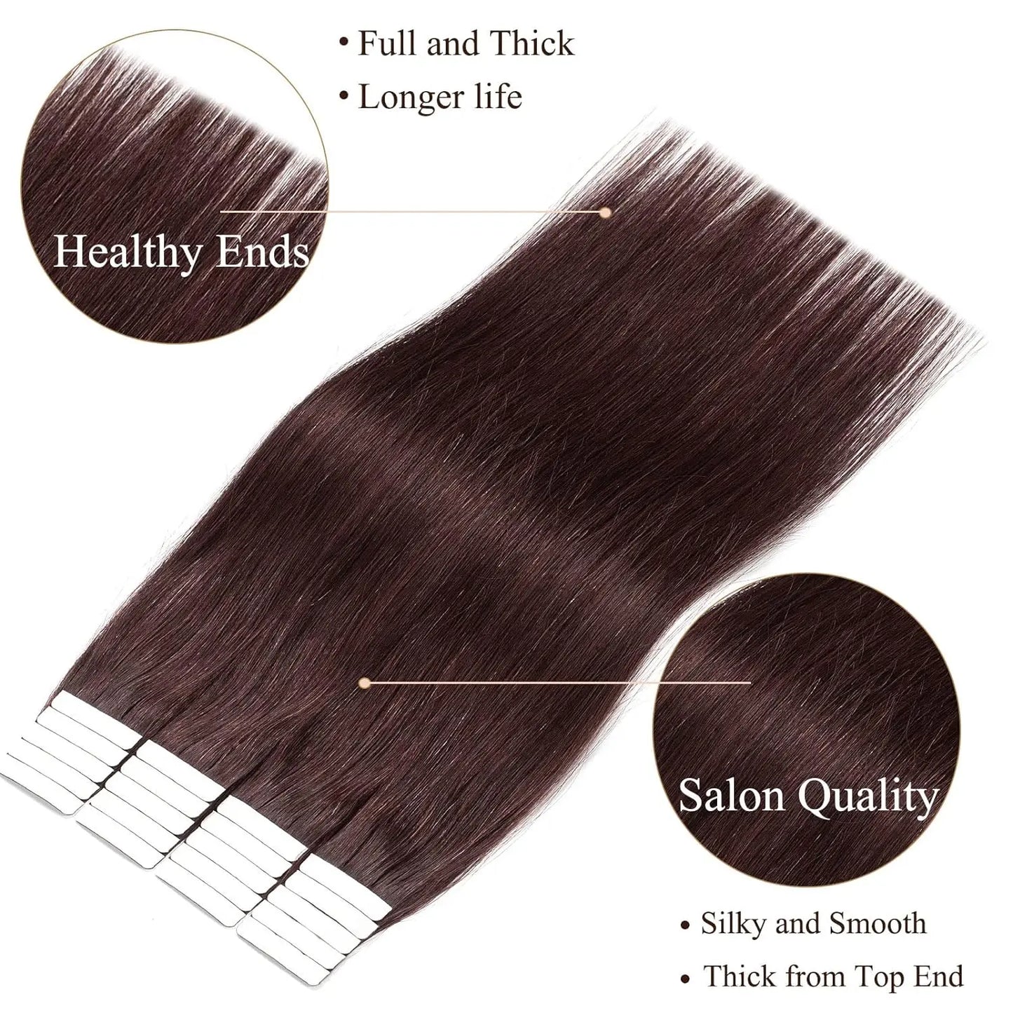 Tape in Human Hair Extensions Brazilian Hair 12-24" Invisible Seamless Burgundy Human Hair Tape in Extensions #99J 20pcs