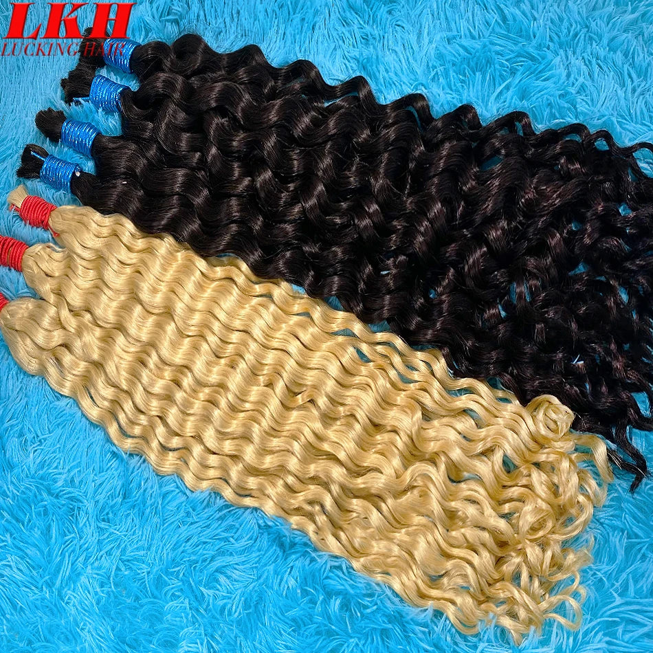 Deep Wave Double Drawn Afro Kinky Bulk Raw Vietnamese Indian Russian Brazilian Braiding Human Hair Extensions Hair Bundles Bulk