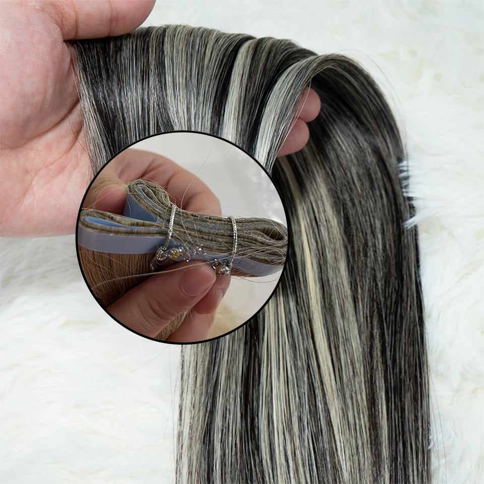 Tape In Hair Weft Extensions Cuticle Aligned Virgin Human Hair Invisible Adhesive Skin Hair European Straight