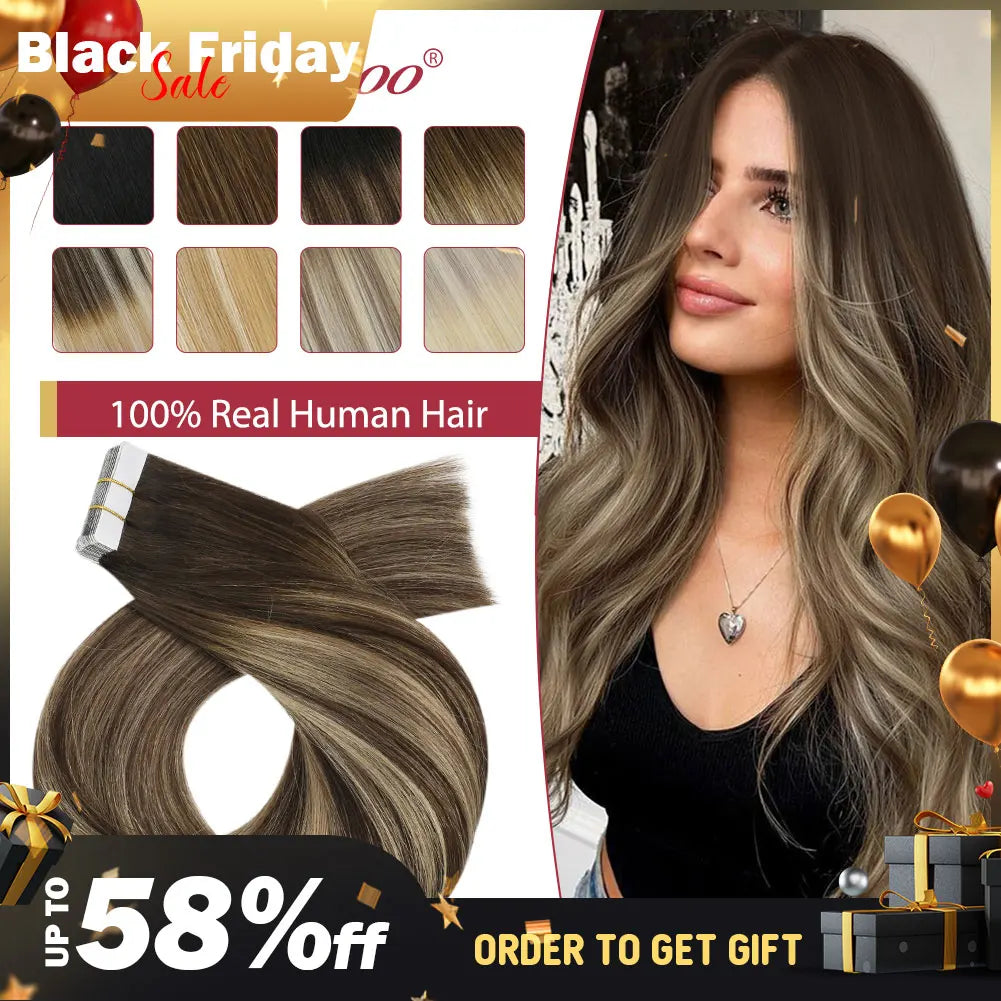 Moresoo 25G Tape in Human Hair Extensions 10 Pieces Natural Straight Remy Hair 14-24inches Blonde Hair Tape in Hair Extensions