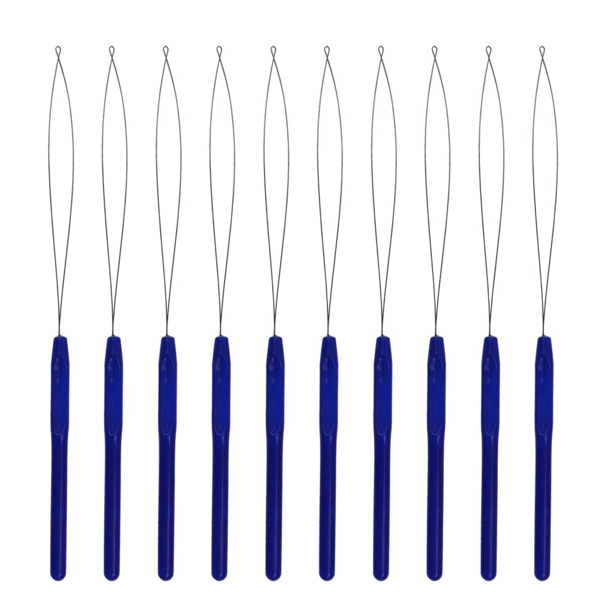 10 Pcs Hair Extension Loop Needle Threader Pulling Hook Tool and Bead Device Tool Loop Threader for Micro Rings beads and Hair or Feather Extensions (Black)