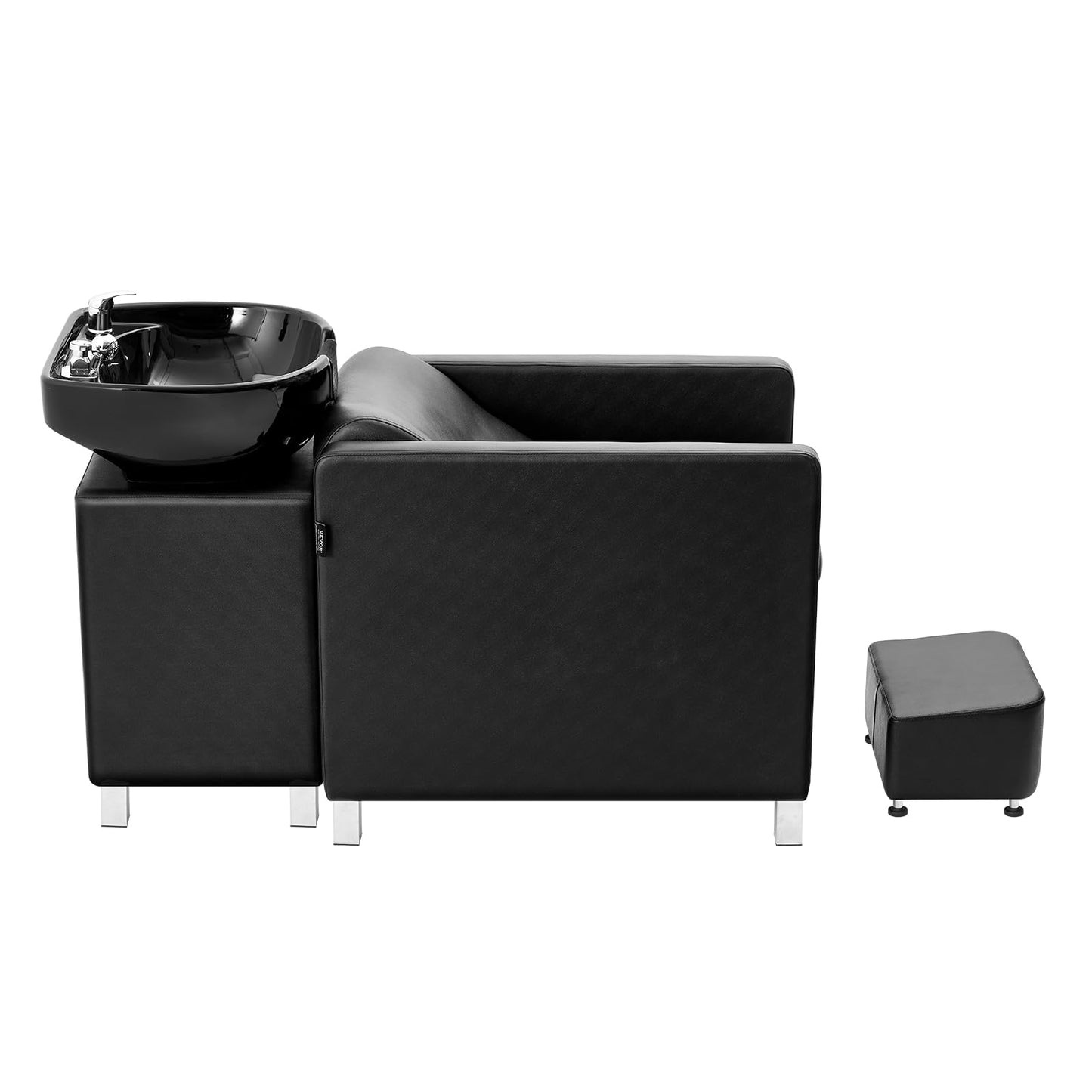 VEVOR Shampoo Backwash Chair, 661.4 LBS Loading Salon & Spa Hair Washing Station, Backwash Barber Shampoo Bowl and Chair, Beauty Spa Massage Hairdressing Equipment with Ceramic Bowl and Wide Footrest
