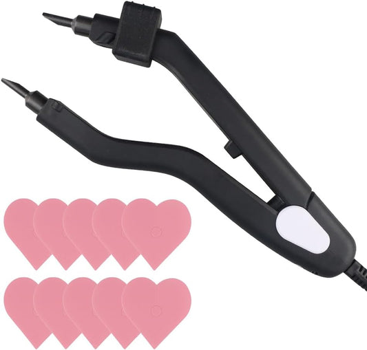 GlamorDove Hair Extensions Tool Fusion Melting Heat Iron Hair Connector with Heat Shield Guards Wand for Keratin Bonding Tool for C/U/I/Flat Tip US Plug Temperature Adjustable