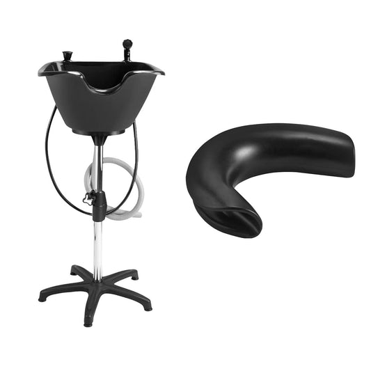 Dompel Wash Unit with Headrest | Handicap & Disabled, Seniors | Hairstylist, home services | Portable Shampoo Bowl with Chrome Steel Structure, Convenient 22 L | Includes Drain Hose, Faucet