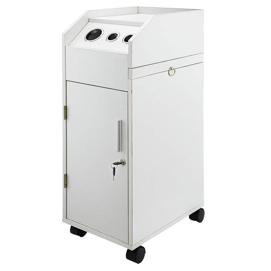 VEVOR Salon SPA Beauty Hairdressing Cart White Storage Trolley with 4 Drawers Rolling Wheels Lockable 2 Keys with Hairdryer Holder Space-Saving Side Tray