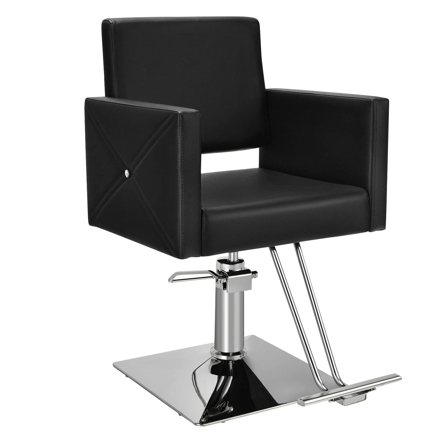 Giantex Reclining Salon Chair, Height Adjustable Heavy Duty Hydraulic Pump, Removable Headrest, Makeup Tattoo Station Barbershop Home, Swivel Barber Chair for Hair Stylist (Black, Luxury)
