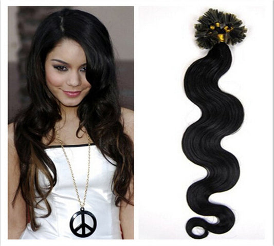 Remeehi 0.5g/strand 100pcs Body Wavy Pre Bonded Nail U Tip Keratin Hair Extensions Brazilian Remy Virgin Human Hair 28 Inch #18/613