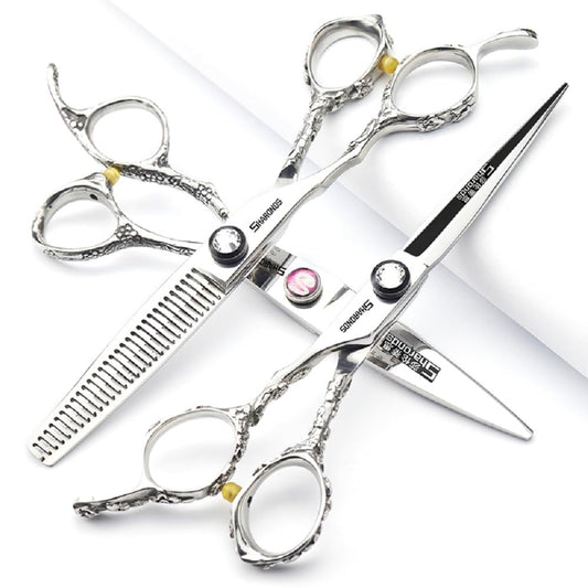 6 Inch Professional Left Handed Hairdressing Scissors Set 440C Hairdressing Scissors (3PCS-B)