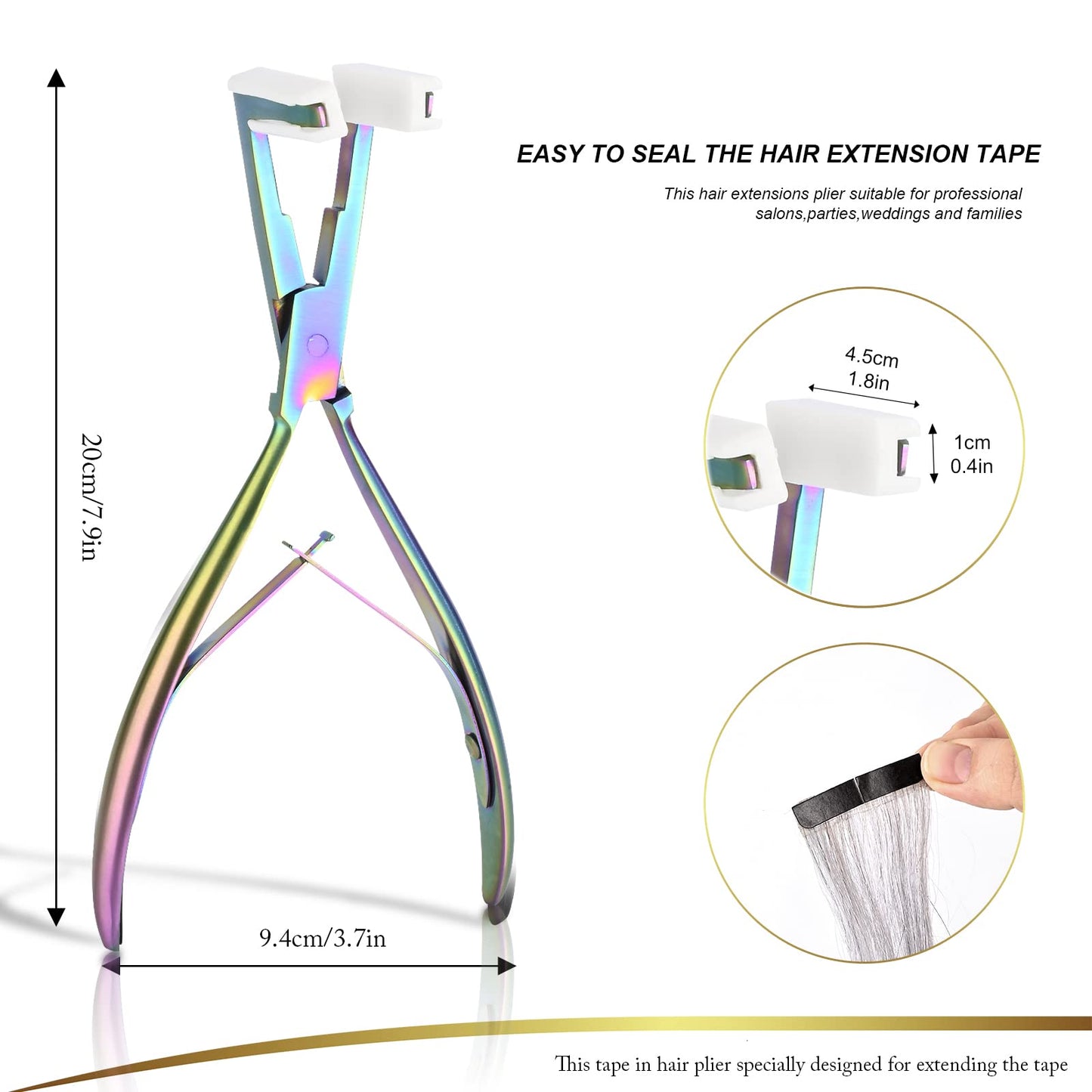 EHDIS Tape in Hair Extensions Pliers Stainless Steel Flat Surface Extensions Tape Sealing Clamp Pliers Tool (Type A)