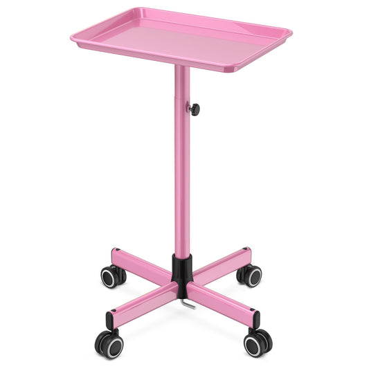 Salon Tray Tattoo Tray Salon Cart for Hair Stylist Salon Trolley Cart with Wheels Salon Rolling Tray-Pink