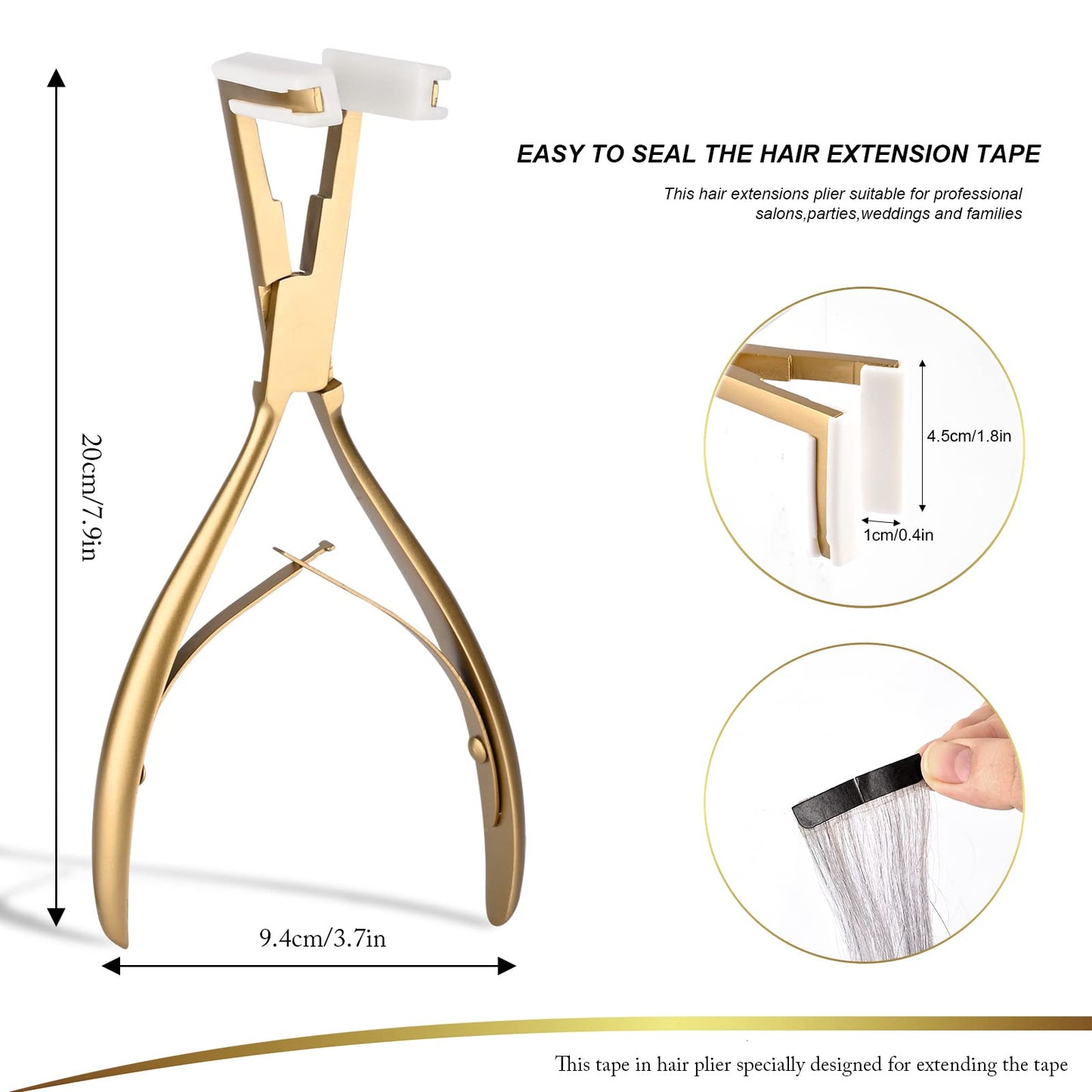 EHDIS Hair Extension Tool Tape in Hair Extensions Plier Stainless Steel Flat Surface Extensions Tape Sealing Clamp Pliers Tool (Multi)