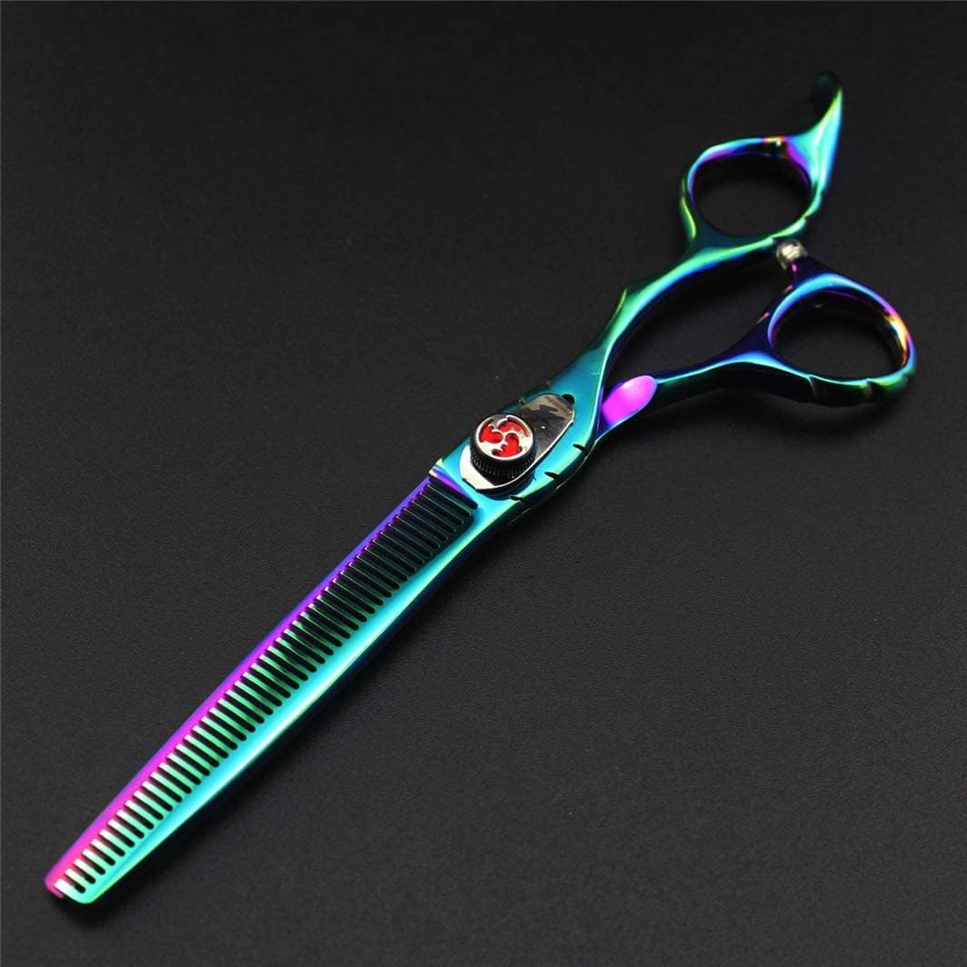 LQZM High-End 7.0 Inches Professional Hairdressing Scissors Thinner Tooth Hair Cutting Shears Green Set Barber Salon Styling Haircut Household Shears Men,Women