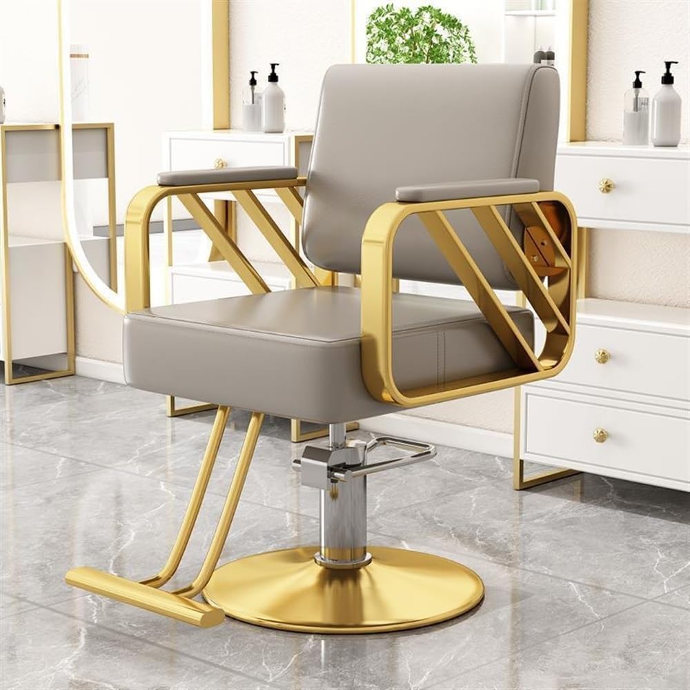 Height Adjustable Hairdressing Chair, Swivel Salon Chair, Simple Shampooing Chair, Suitable for Beauty Shop, Barber Shop, Tattoo Shop(Black,Gold Base)