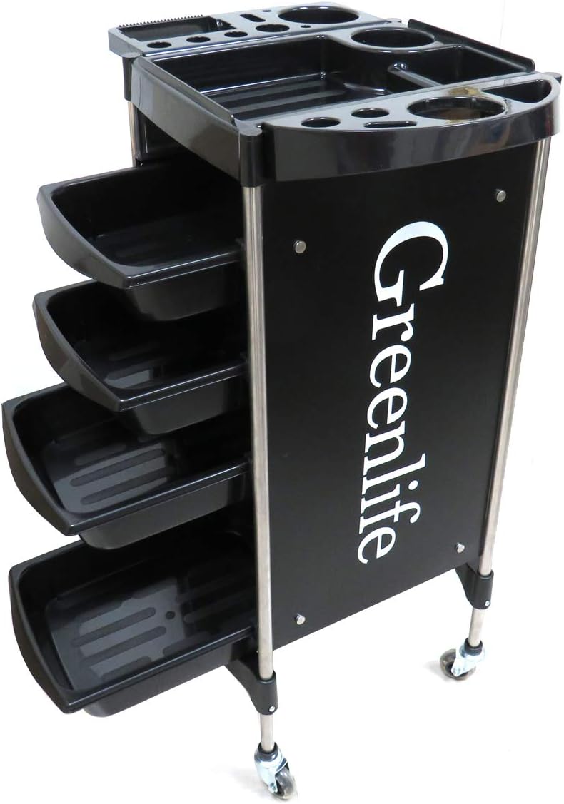 GreenLife® Salon SPA Hairdressing Trolley Salon Cart Beauty Tray Storage Cart Coloring with Hair Dryer Holder 4 Drawers Wheels