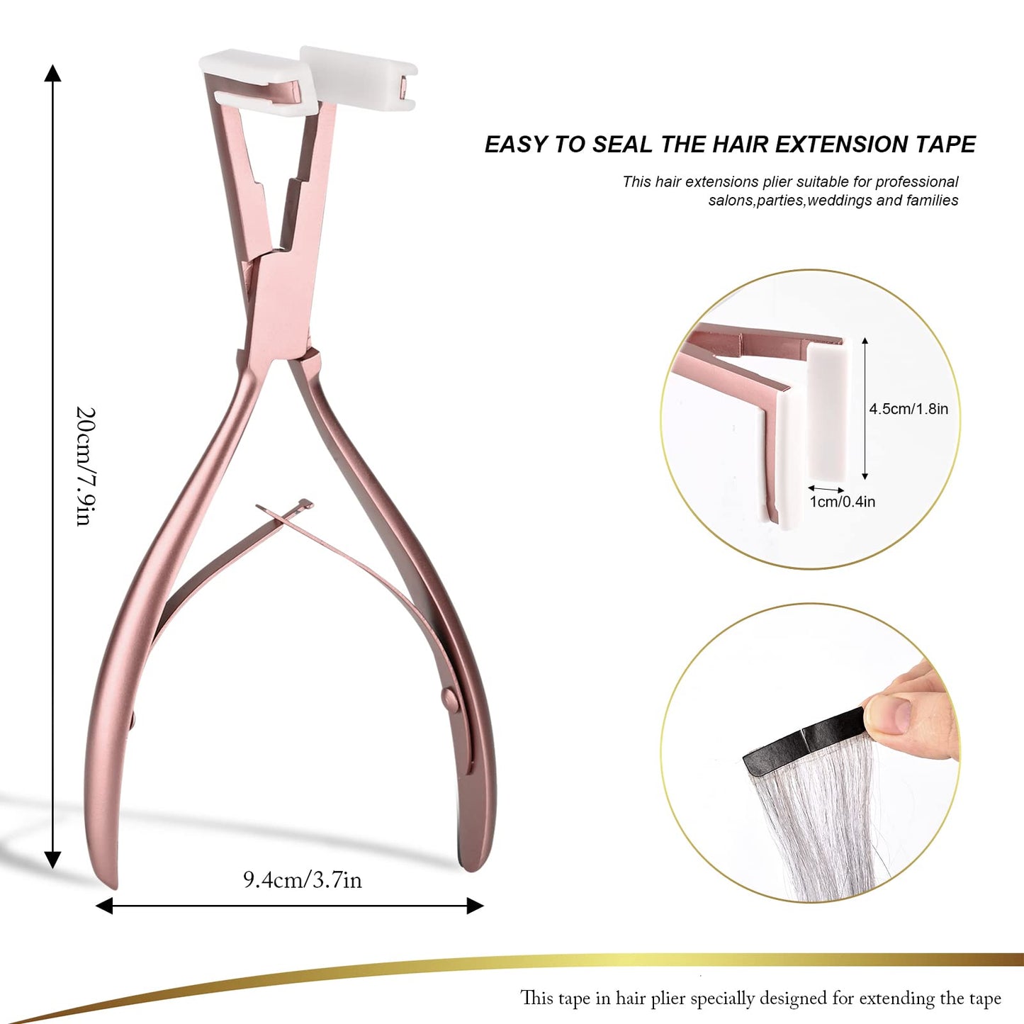 EHDIS Hair Extension Tool Tape in Hair Extensions Plier Stainless Steel Flat Surface Extensions Tape Sealing Clamp Pliers Tool (Multi)