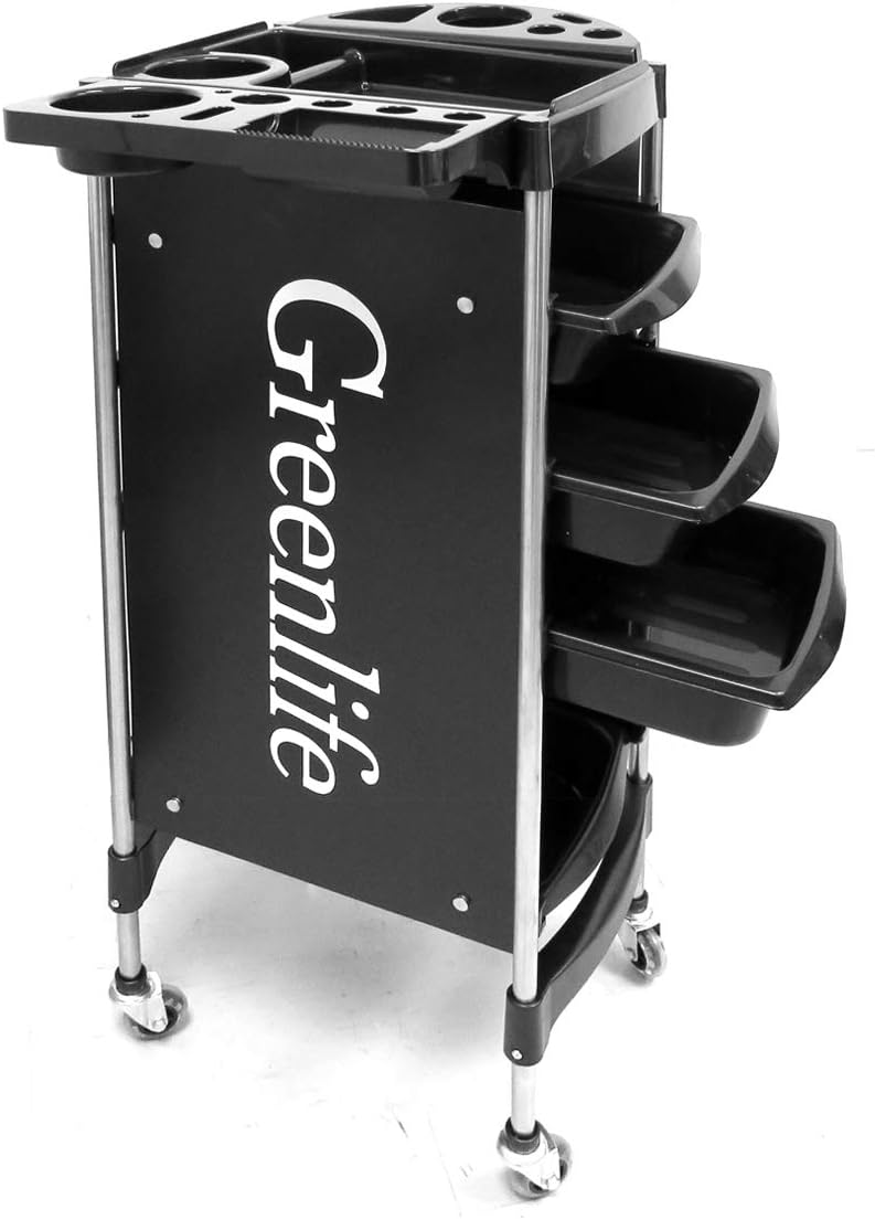 GreenLife® Salon SPA Hairdressing Trolley Salon Cart Beauty Tray Storage Cart Coloring with Hair Dryer Holder 4 Drawers Wheels