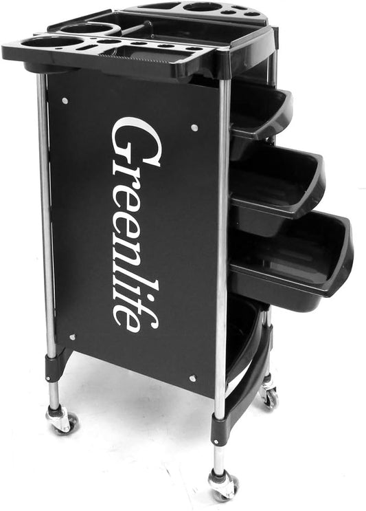 GreenLife® Salon SPA Hairdressing Trolley Salon Cart Beauty Tray Storage Cart Coloring with Hair Dryer Holder 4 Drawers Wheels