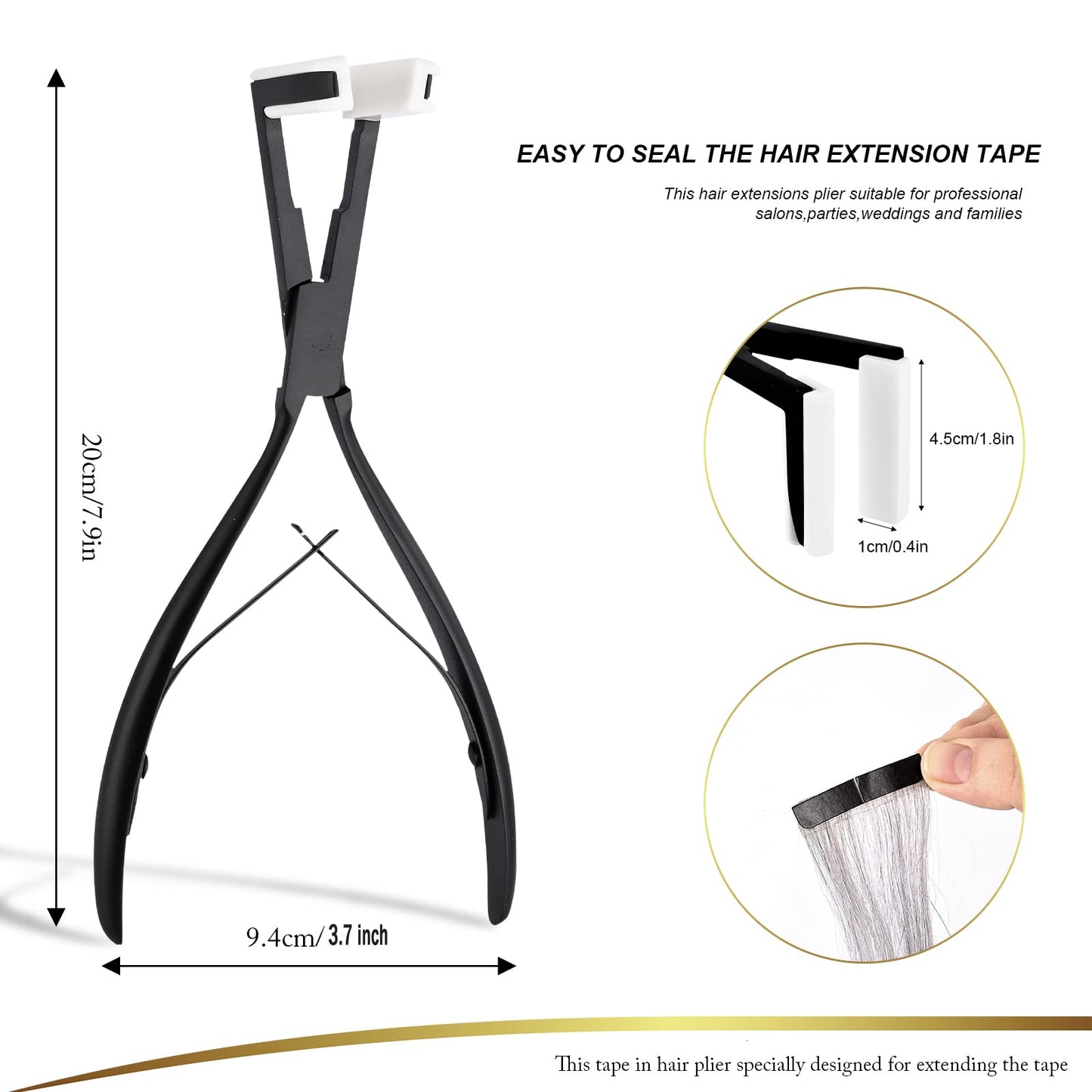 EHDIS Tape in Hair Extensions Pliers Stainless Steel Flat Surface Extensions Tape Sealing Clamp Pliers Tool (Type A)