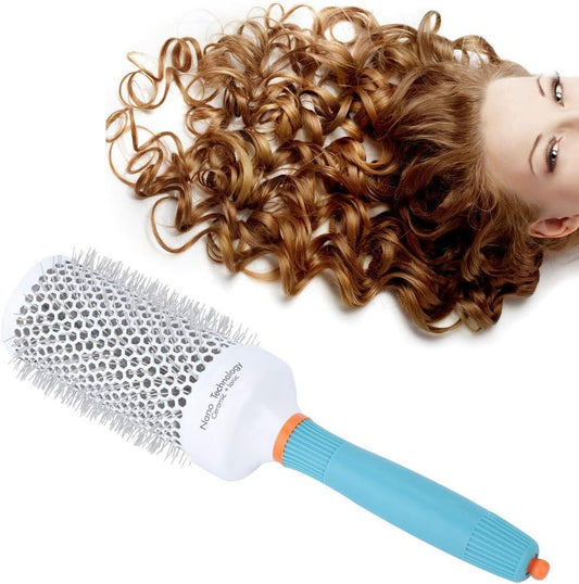 Round Hair Brush, Aluminum Moroccan Oil Round Brush, Roller Hairbrush, Round Brush for Blow Drying, Curling, Straightening(10.6x2.3in)