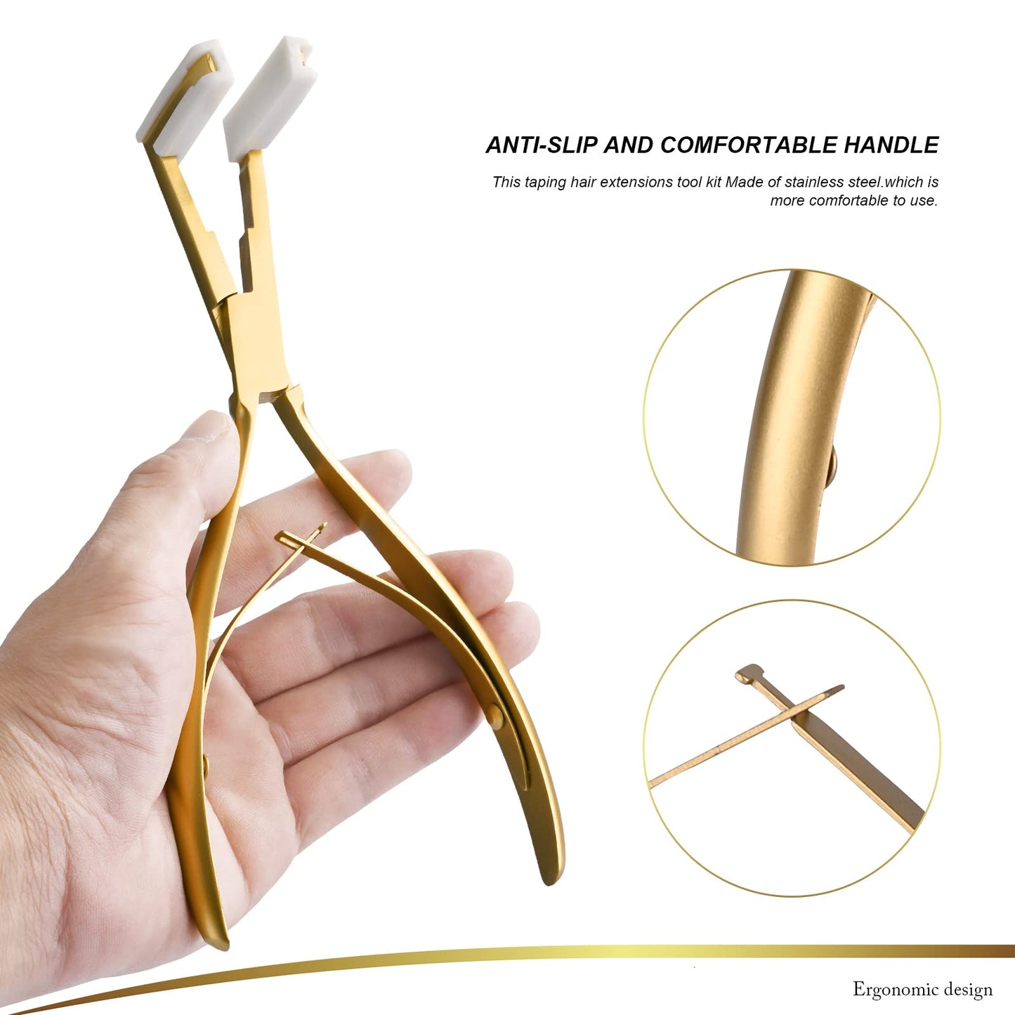 EHDIS Hair Extension Tool Tape in Hair Extensions Plier Stainless Steel Flat Surface Extensions Tape Sealing Clamp Pliers Tool (Multi)