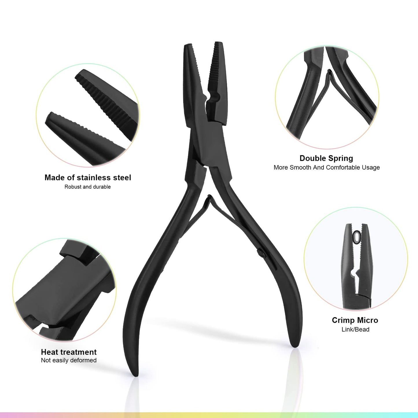 EHDIS Tape in Hair Extensions Pliers Stainless Steel Flat Surface Extensions Tape Sealing Clamp Pliers Tool (Type A)