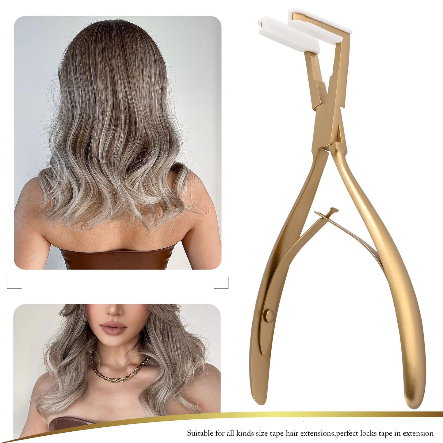 EHDIS Hair Extension Tool Tape in Hair Extensions Plier Stainless Steel Flat Surface Extensions Tape Sealing Clamp Pliers Tool (Multi)