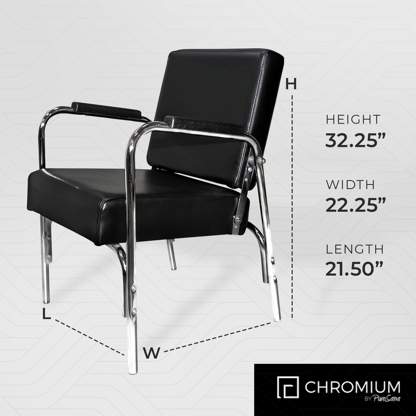 Chromium 'Ella' Professional Auto Recline Shampoo Chair [5028] by PureSana, Premium Vinyl Material, High Density Foam Cushions and Durable Steel Construction.