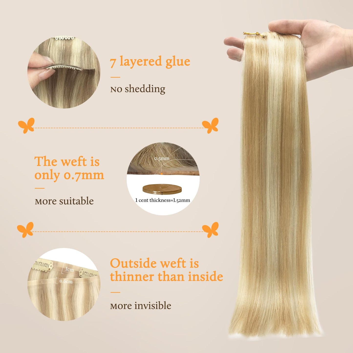 DOORES Seamless Clip in Hair Extensions Real Human Hair, Jet Black 150g 7pcs 20 Inch, Hair Extensions Clip in Human Hair Extensions Clip ins with Thin Weft Thick Straight Hair
