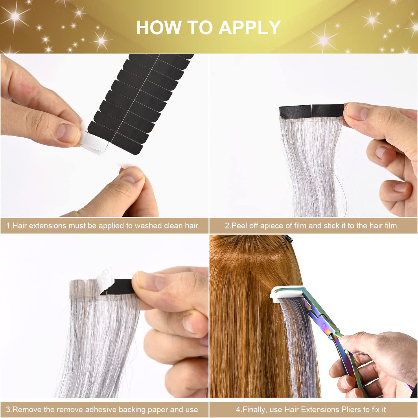 EHDIS Hair Extension Tool Tape in Hair Extensions Plier Stainless Steel Flat Surface Extensions Tape Sealing Clamp Pliers Tool (Multi)
