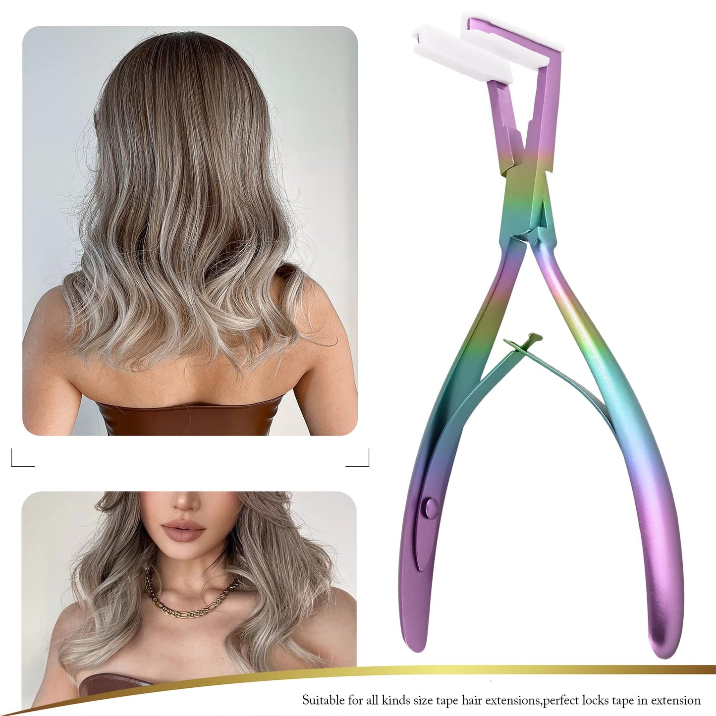 EHDIS Hair Extension Tool Tape in Hair Extensions Plier Stainless Steel Flat Surface Extensions Tape Sealing Clamp Pliers Tool (Multi)