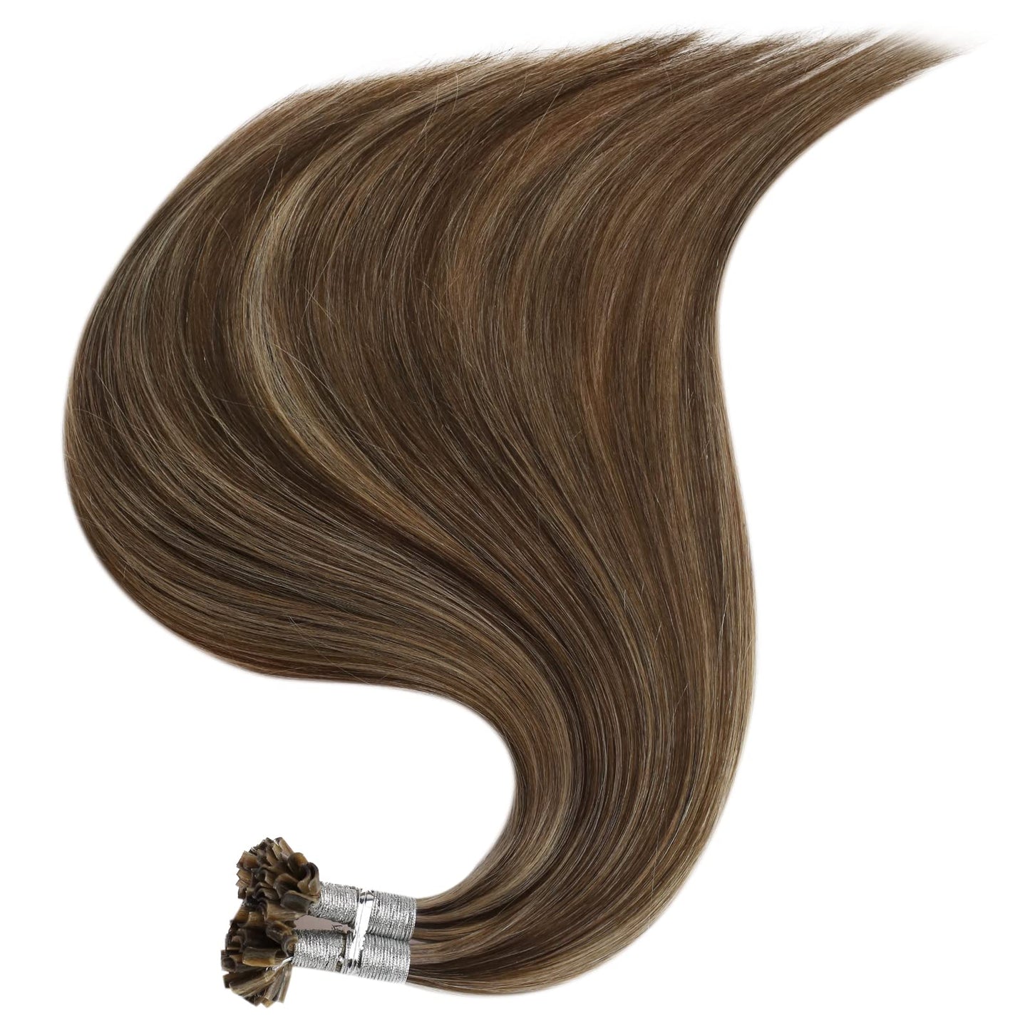 Full Shine Cold Fusion Prebonded Human Hair Extensions with Microbeads Color 18 Ash Blonde Highlighted 613 Blonde Micro Link Straight Hair 22 Inch Natural Hair Extensions for Women 50 Strands