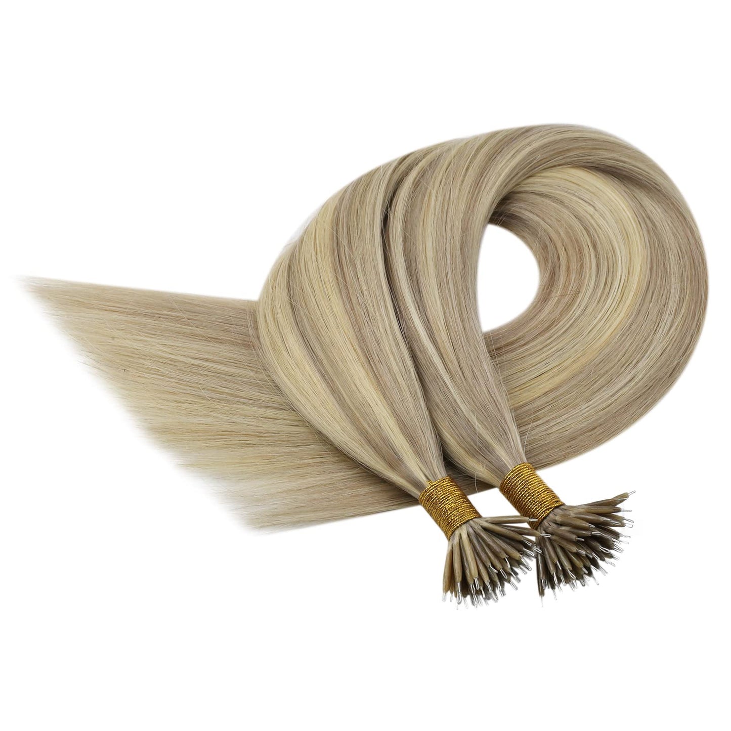 REMY premium Micro Link Hair Extensions Highlight Micro Loop Hair Extensions Real Human Hair Light Brown Highlights Blonde Micro Extensions Real Human Hair Add Hair Volume 18 Inch 50s/50g