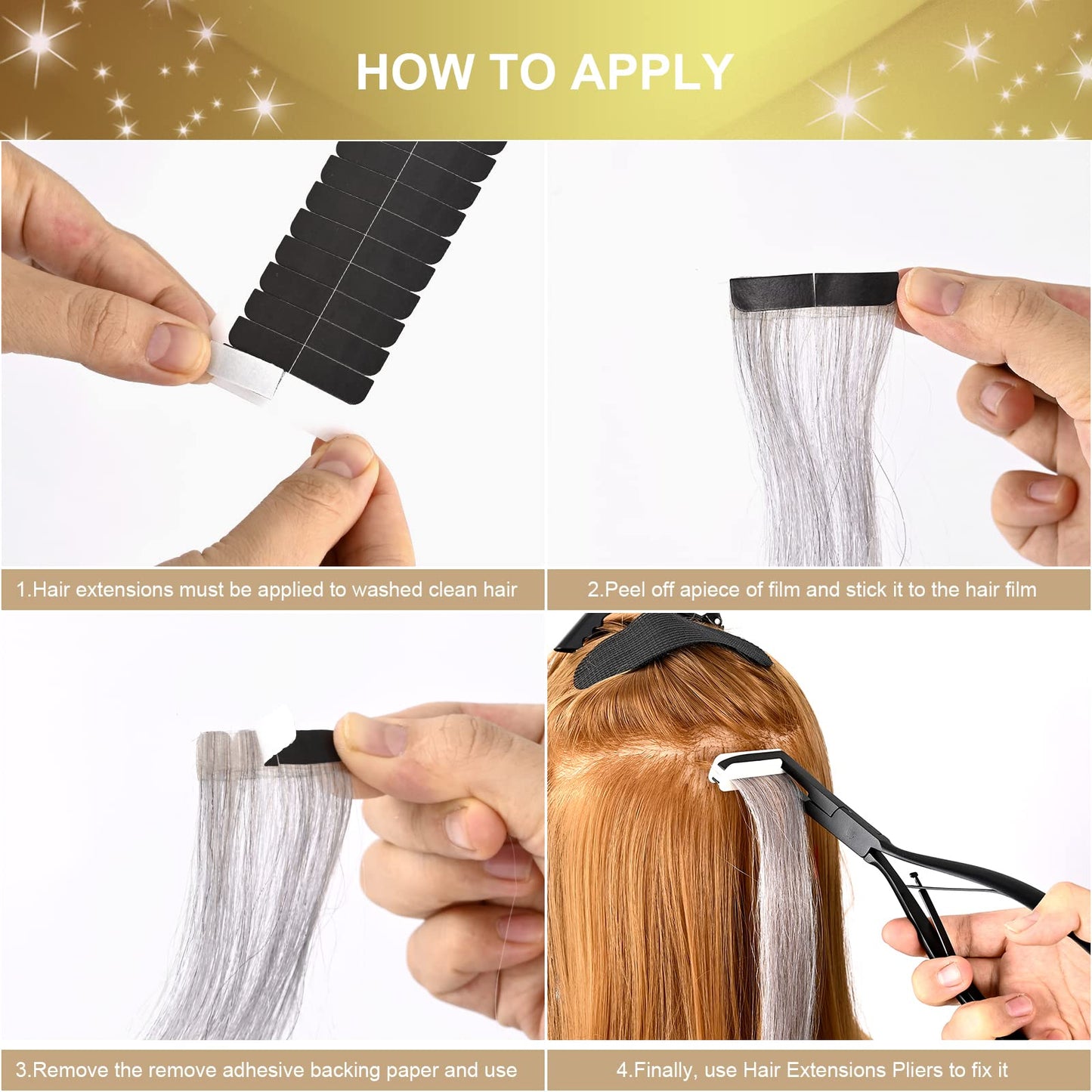 EHDIS Tape in Hair Extensions Pliers Stainless Steel Flat Surface Extensions Tape Sealing Clamp Pliers Tool (Type A)