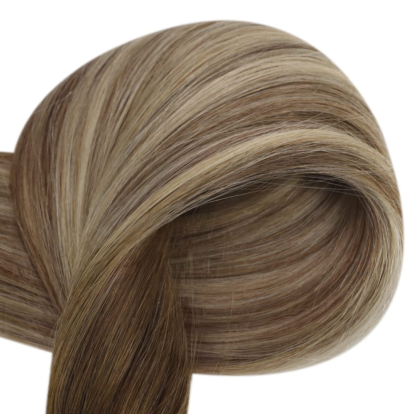 Full Shine Cold Fusion Prebonded Human Hair Extensions with Microbeads Color 18 Ash Blonde Highlighted 613 Blonde Micro Link Straight Hair 22 Inch Natural Hair Extensions for Women 50 Strands