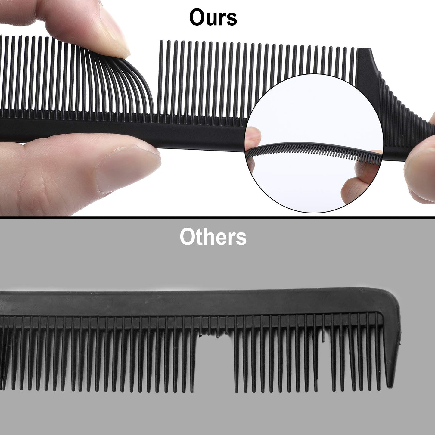 JANYUN 3 Pcs Rat Tail Combs Salon Hairdressing Comb with Stainless Steel Handle, Fine Tooth Combs for Women, Barber (Black White Pink)