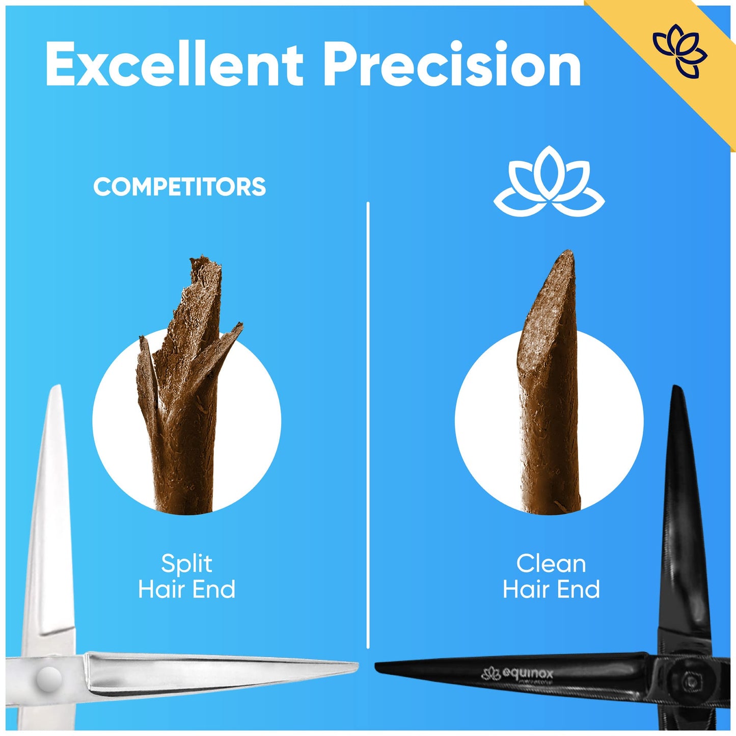 Equinox Professional Hair Scissors - 6.5 Inches Sharp Razor Edge Series Hair Cutting Scissors - Perfect Barber Hairdresser Shears - Japanese Stainless Steel Haircut Kit