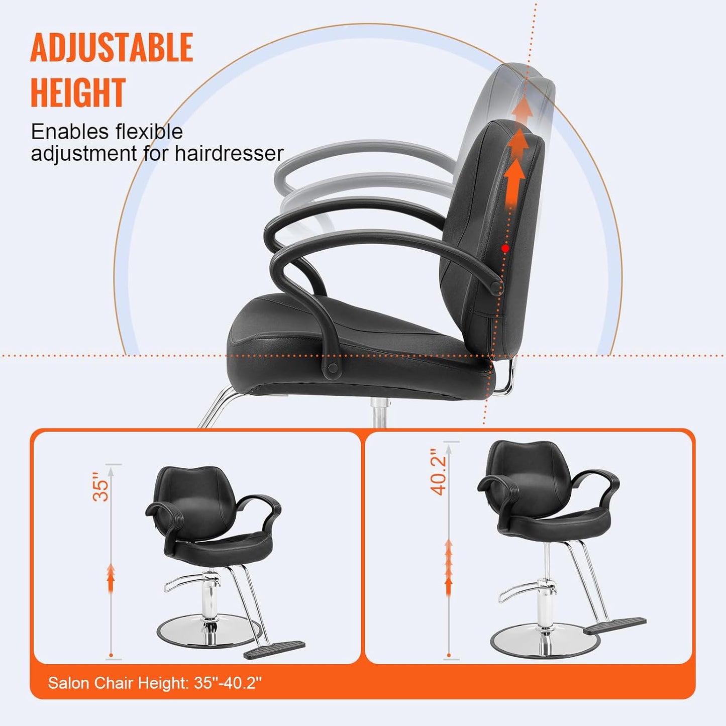 VEVOR Salon Chair, Barber Chair for Hair Stylist, Styling Chair with Heavy Duty Hydraulic Pump, 360° Swivel Hair Salon Chair with Footrest for Beauty Spa Shampoo, Max Load Weight 330 lbs, Black
