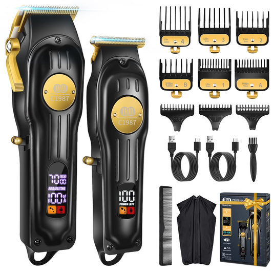 CIICII Mens Hair Clippers and Trimmers Set, Professional Cordless Barber Clippers for Hair Cutting Kit (Rechargeable USB Adjustable Beard & Hair Trimmer Haircut Kit) Clippers for Men DIY Home Salon